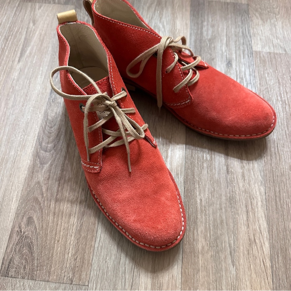 Bussola Red Suede Ankle Boots EU 37 US 7 Comfort Lace Up